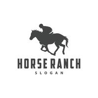 Pferd Logo einfach Illustration Pferd Ranch Vorlage Western Land Cowboy retro Jahrgang Silhouette Design vektor