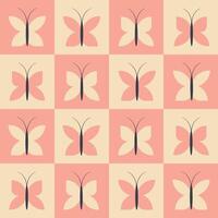 süß Weiß und Rosa nahtlos Muster mit Schmetterlinge vereinbart worden im Quadrate Vektor Illustration