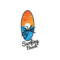 surfing strand sommar paradis logotyp design mall vektor