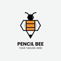 Bleistift Biene Logo Design Vorlage vektor