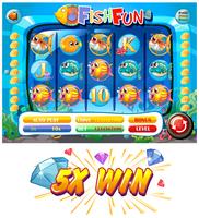 Slot-Spielvorlage mit Fischcharakteren vektor