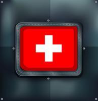 Die Schweiz Flagge auf metallischen Hintergrund vektor