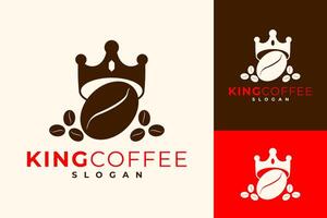 König Kaffee Bohne Geschäft Krone Logo Design vektor