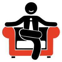 groß Boss Sitzung auf ein Sofa Symbol Vektor Illustration