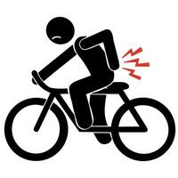 Vektor Mann Reiten ein Fahrrad und Gefühl zurück Schmerzen Illustration