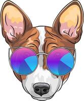 Vektor Hipster ernst Hund Basenji im Brille