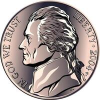vektor amerikan pengar mynt fem cent