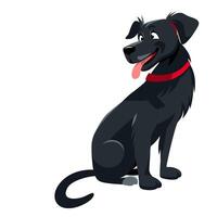 Vektor groß schwarz Hund Sitzung mit Zunge aus