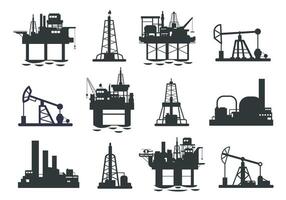 olja plattform silhuett. offshore petroleum domkraft borrtorn torn, energi industri gas extraktion växt, bränsle produktion och transport. vektor illustration