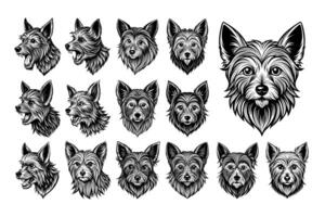 ai genererad samling av yorkshire terrier hund huvud illustration design vektor