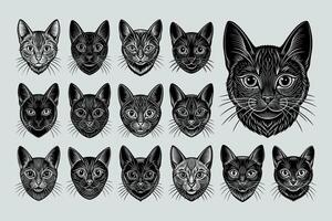 ai genererad porträtt av chartreux katt huvud illustration design uppsättning vektor