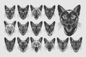 ai generiert einstellen von Miauen birmanisch Katze Kopf Illustration Design vektor
