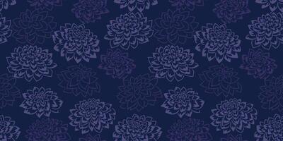 monoton dunkel Blau nahtlos Muster mit abstrakt Formen Blumen Vektor Hand gezeichnet skizzieren. kreativ einfach Blumen- Textur Drucken. Vorlage zum Entwürfe, Textil, Mode, Oberfläche Design, Stoff