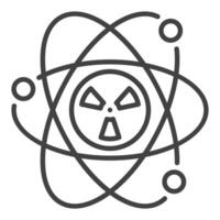 atom med strålning vektor förnybar kärn energi tunn linje ikon eller symbol