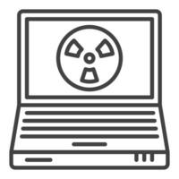 Laptop mit Strahlung Zeichen Vektor linear Symbol oder Symbol