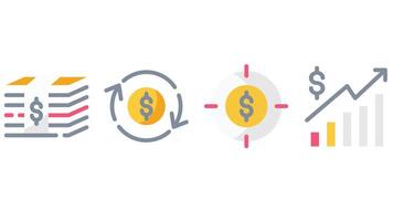 Geld, Aktien, Geschäft und Finanzen Vektor Illustration Symbole