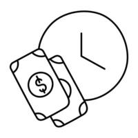dollar inuti stoppuret, ikonen för tid är pengar vektor