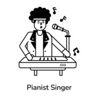 trendig pianist sångare vektor