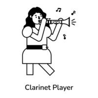 trendig klarinett spelare vektor