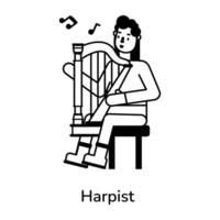 trendig harpist begrepp vektor