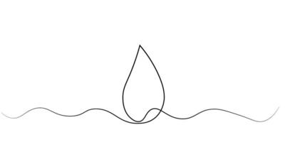 kontinuierlich Zeichnung Linie mit Wasser fallen Gliederung isoliert auf ein transparent Hintergrund. Welt Wasser Tag. schwarz Linie Vektor Illustration. Vektor Illustration