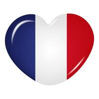 3d herzförmig Symbol von das Französisch Flagge isoliert auf ein transparent Hintergrund. Land Flagge Taste. Vektor Illustration