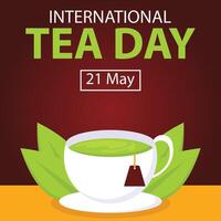 illustration vektor grafisk av grön te är bryggt i en kopp, terar grön löv, perfekt för internationell dag, internationell te dag, fira, hälsning kort, etc.