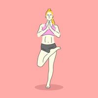 estetisk yoga poser vektor med hälsa och kropp illustration