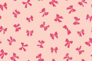 sömlös mönster av rosa gåva pilbågar, band i klotter stil, hand ritade. rosa band för mode textil- eller tapet bakgrund. vektor illustration