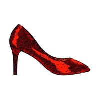 röd sko hög häl skor skiss hand dragen vektor