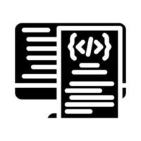 programvara dokumentation teknisk författare glyf ikon vektor illustration
