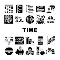 Zeit Verwaltung Zeitplan Aufgabe Symbole einstellen Vektor