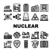 nuklear Energie Ingenieur Atom Symbole einstellen Vektor