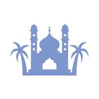 Silhouette islamisch Moschee mit Palme Bäume vektor