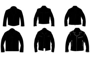 Leder Jacke Vektor Silhouette Illustration, Herren beiläufig Kleidung, klassisch Biker Jacke.