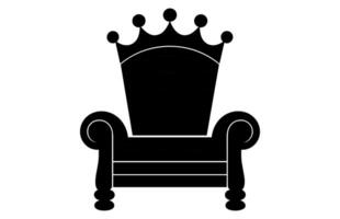 König Thron Silhouette, königlich Thron Stuhl Vektor, Sessel mit Krone von König. vektor