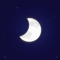 halv måne illustration på natt himmel vektor