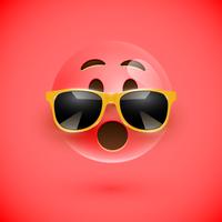 Hoch-ausführlicher smiley 3D mit Sonnenbrille auf einem bunten Hintergrund, Vektorillustration vektor