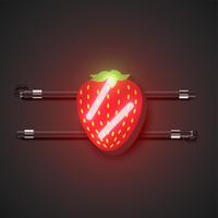 Realistiska neonfrukter med konsol, vektor illustration