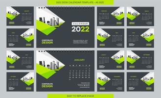 Tischkalender 2022 Vorlage - 12 Monate inklusive - Größe A5 vektor