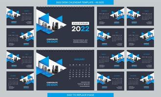 Tischkalender 2022 Vorlage - 12 Monate inklusive - Größe A5 vektor