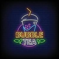 Bubble Tea Leuchtreklamen Stil Text Vektor