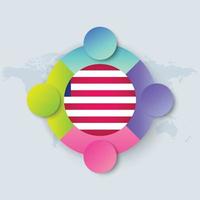 Liberia-Flagge mit Infografik-Design isoliert auf Weltkarte vektor
