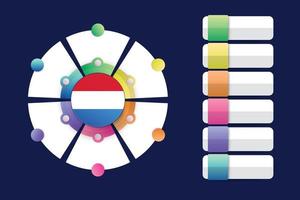 Luxemburg-Flagge mit Infografik-Design mit geteilter runder Form vektor