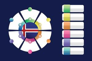 Islands flagga med infografisk design integrerad med delad rund form vektor