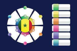 Senegal-Flagge mit Infografik-Design mit geteilter runder Form vektor