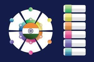 Indien flagga med infografisk design integrera med delad rund form vektor