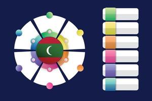 Malediven-Flagge mit Infografik-Design mit geteilter runder Form vektor