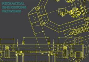 Computergestützte Konstruktionssysteme. technische Illustrationen, Hintergründe. Maschinenbau Zeichnung. Maschinenbauindustrie. Instrumentenbauzeichnungen vektor