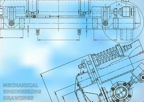 Entwurf. Vektor-Engineering-Illustration. Abdeckung, Flyer, Banner, Hintergrund. Zeichnungen des Instrumentenbaus. Maschinenbau Zeichnung. technische Illustrationen vektor